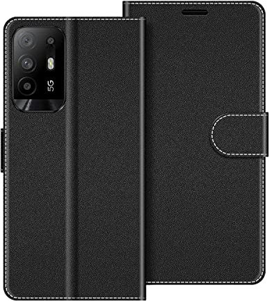 COODIO Custodia in Pelle per Oppo A94 5G, Cover a Libro Magnetica Portafoglio per Oppo A94 5G, Nero