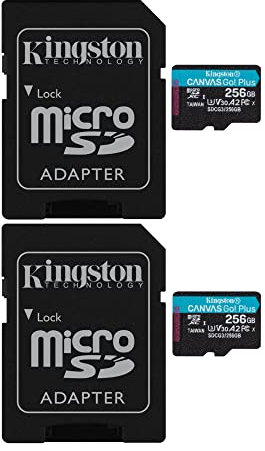 Kingston 256GB MicroSDXC Canvas Go Plus Memory Card (2-Pack) Bundle (2 Items)