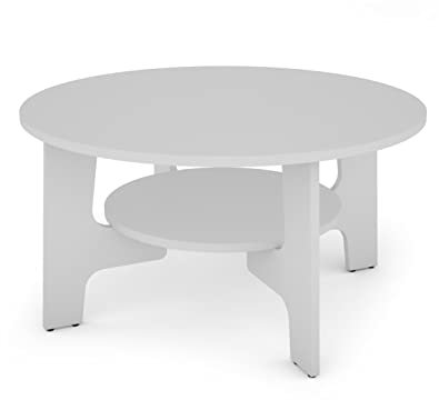 byLIVING Jonny Couchtisch/Melamin weiß/mit praktischem Ablageboden, Holzwerkstoff, D 80, H 42,5 cm
