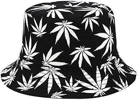 KorhLeoh Cannabis Cannabis Bucket Hats for Women Men - Reversible Cannabis Cannabis Bucket Hat Costumes Fisherman Hat, Weißes Gras, 1 Stück, M