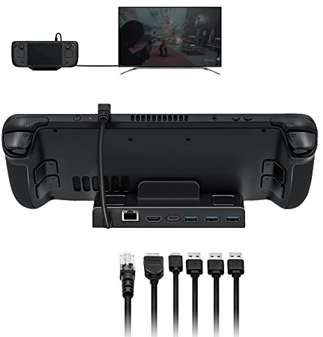 6 in 1 Steam Deck Docking Station, Caricatore con HDMI 2.0 4K@60Hz/Gigabit Ethernet/Ricarica Rapida PD 100W/3 Porta USB 3.0 per Steam Deck/Nintendo Switch/Switch OLED/ROG ALLY/Legion go/MSI Claw