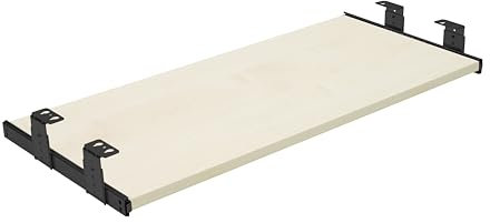 FIX&EASY Tastaturauszug Up&Down, Tastaturablage 600X300mm ahorn Dekor, Auszugschienen mit Einrastfunktion höhenverstellbar schwarz 300mm, Set Ablage und Auszug mit Verriegelung für Tastatur Maus