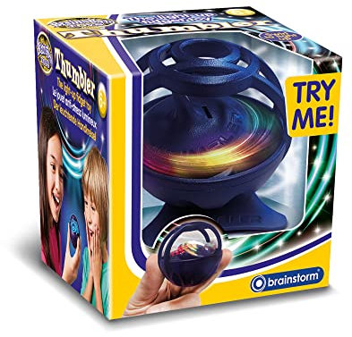 Brainstorm Toys Light Up Fidget Toy Thumbler – Science in Motion, Simply Swirl the Light-Up Spinning Top, Fun Novelty Desktop Toy