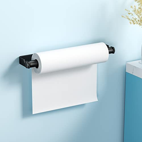 Firschoie 30cm Küchenrollenhalter, Toilettenpapierhalter Ohne Bohren, Selbstklebend Klopapierhalter, Edelstahl Toilettenpapierrollenhalter, Papierrollenhalter für Bad, Küche, Wohnzimmer(Schwarz)