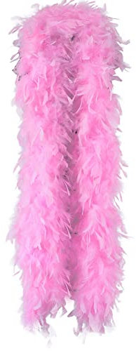 Flauschige Truthahnfedern Boa, 90g 200cm Federboa Weihnachtsbaum Weihnachten Band Streifen Girlande Federn Schal Stola Kostüm Schal Kostümzubehör,Halloween,Hochzeit,Party, Heimdekoration,Dunkelrosa