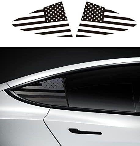 CONGCONG American Flag Decal Fits Tesla Model 3 Rear Side Quarter Window Decal (2 Pieces) (A)
