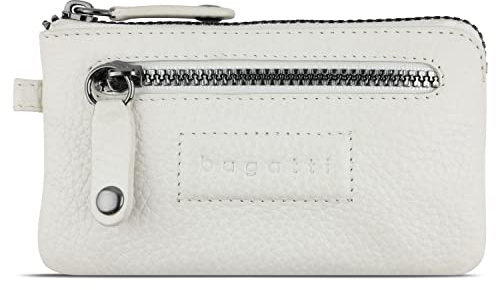 Bugatti ELSA Schlüsselanhänger aus Leder mit RFID-Schutz und 2 Ringen – in eleganter Geschenkbox, Weiß XS, XS, Elegant