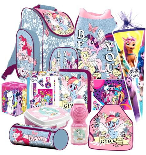 Einhorn Unicorn Pferd Horse Pony 16 Teile Set Schulranzen Schultasche Ranzen Tornister Federmappe Schultüte 85 cm mit Sticker-von-Kids4shop pk