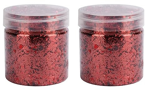 Ideen mit Herz Blattmetall-Flocken | Blattgold-Flakes zum Basteln | 2 Dosen mit je 3g (rot)