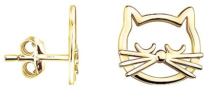 SOFIA MILANI - Damen Ohrringe 925 Silber - vergoldet/golden - Katzen Ohrstecker - E2177