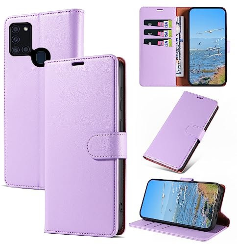 KKEIKO Coque pour Samsung Galaxy A21S, Antichoc Magnetique Étui à Rabat avec Porte Cartes, Portefeuille Housse en Cuir PU pour Samsung A21S, Violet
