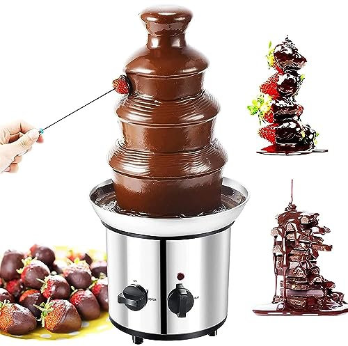 HSRG Fuente De Chocolate Comercial, Máquina De Fuente De Fondue De Chocolate Caliente De 4 Niveles, Máquina De Cascada De Chocolate De Gran Tamaño De Acero Inoxidable para Queso, Salsa BBQ