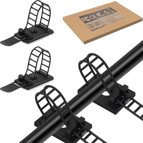 SZFUDIGO Schreibtisch-Draht-Organizer Kabelbinder selbstklebende Kabelclips Kabelmanagement Kabelhalter für den Schreibtisch 100 Stk Schwarz