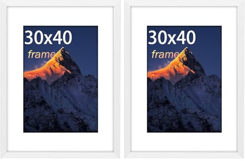 wyewye Marco de fotos de 30 x 40 cm, color blanco, marco con cristal de plástico irrompible para impresión de 30 x 40 cm y fotos de 20 x 29 cm (2 unidades)