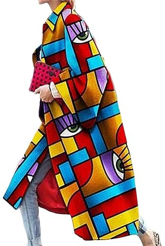 Longue Manteau en Laine à Manches Longues Oversized Mode Femme Blouson Manteau Veste à Carreaux Femme Chaud Elegant Chemise Carreaux Blouse avec Poche Oversize Chic Manteaux (Multicolore 1,XXL)