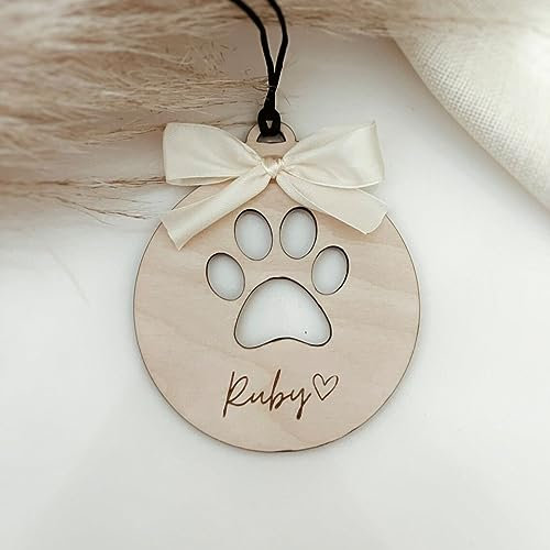 Personalisierte Hunde- und Katzenpfoten-Ornament für Weihnachtsbaum, Holz-Weihnachtskugel, individueller Name, Welpen, Weihnachtsdekoration, Geschenk für Haustierliebhaber, Vater, Mutter, neue
