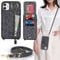 Zouzt for iPhone 11 Case with Cord and Card Holde, Zipper Wallet Case with Crossbody Lanyard Ring Adjustable Necklace Protective Cover Women for iPhone 11 6.1 Inch - Black Leopard