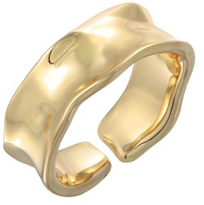 Elli Ring Damen Band Breit Offen Organic Goldfarben