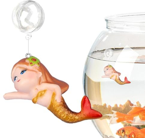 Teksome Meerjungfrau-Dekoration für Aquarien, verstellbare Dekorationen, Bunte Aquarium-Dekoration für Zuhause, Wohnheim, niedliche Meerjungfrau-Statue für Wohnung