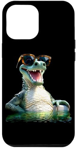 Hülle für iPhone 15 Plus Krokodil mit Sonnenbrille Alligator Reptilien Kroko Krokodil