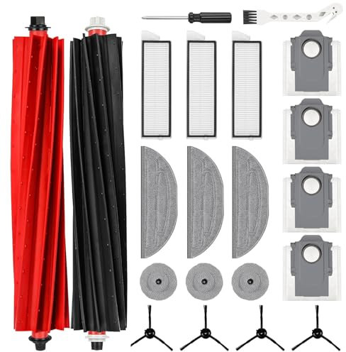 21 Stück Zubehör für Roborock S8 MaxV Ultra Saugroboter, Ersatzteile mit 2 Hauptbürste, 4 Staubbeutel, 4 Seitenbürsten, 3 Filter, 3 Wischtücher, 3 Seitenwischer, 1 Reinigungsbürste, 1 Schraubendreher