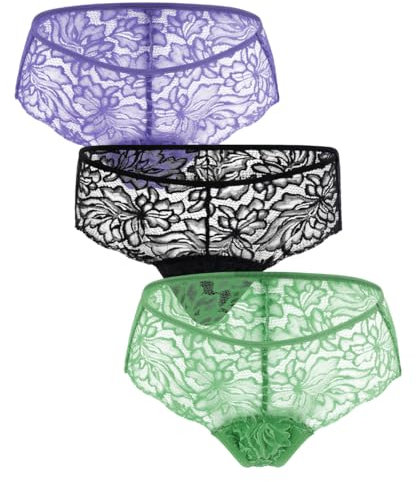 ooia Hipster Allover Lace 3er Pack | Perioden Unterwäsche für Mittlere Blutung (Größe 32-54) | Premium Qualität zum Kennenlernpreis | Ersetzt bis zu 2 Tampons (38-40)
