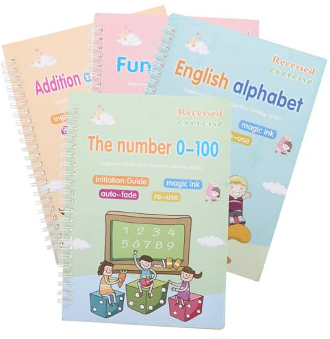 Tofficu 4stücke Teiliges Grooved Übungsheft Wiederverwendbares Handwriting Copybook Für Englisch Kreatives Schreiben Und Zeichnen Für Vorschulkinder Sanftes Einfache Anwendung