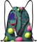 PoltEdaro Lustiger Rucksack mit Kordelzug für Tennisschläger und Tennisbälle, leicht und wasserdicht, Sport- und Turnbeutel, Schwarz, Medium