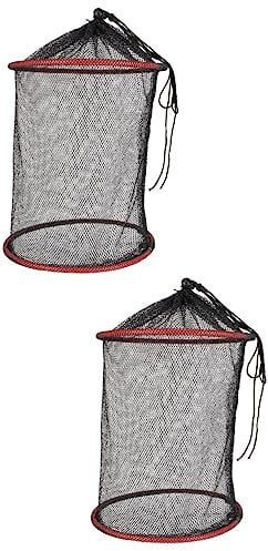2pcs Small Portable Foldable Fishing Net Wire Mesh Folding Fishing Net Drawstring Mesh Bag Mesh Fishing Cage Wire Mesh Fishing Basket Foldable Fishing Cage Fish Net Cast Net Small (As Shownx2pcs
