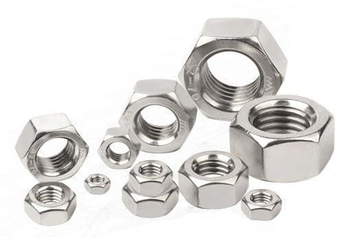 KVLHCSVA 5/10/20/50 Stück 304 Edelstahl Sechskant-Sechskantmutter M1-M8 Sechskant-Sechskantmutter Schraube Bolzenmutter