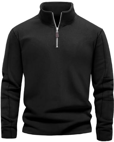 Lonya Herren Fleece Pullover Winter Half Zip Microfleece Sweatshirt Thermo Fleecepullover Warm Pulli Winterpullover