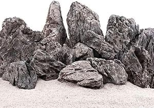 AquaOne Aquarium Steine Mini Landschaft I Natursteine Seiryu 1 Stück I Aquascaping Gestein für Tank I Felsen Dekoration Pagode Rückwand I Deko Aquascape grau (100-500g)