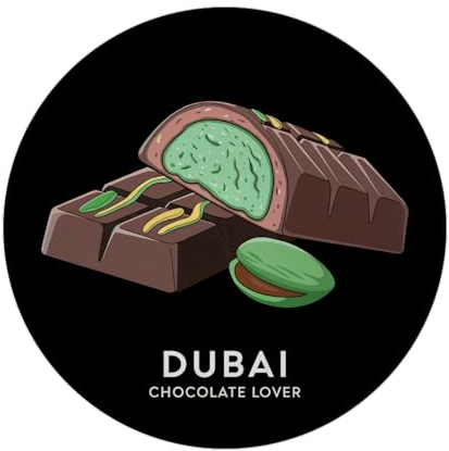 Dubai Schokolade Magnet - Dubai Chocolate Lover Schokoladentafel mit grüne Pistazienfüllung und dunkelbrauner Außenseite für Genießer