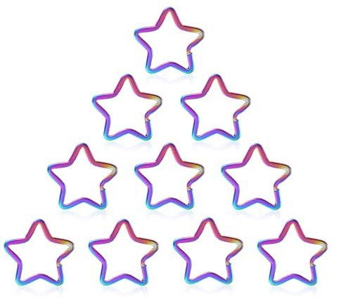 Lot de 10 mousquetons en forme d'étoile - Pour bricolage - Porte-clés - Multicolore - Décoration de porte-clés