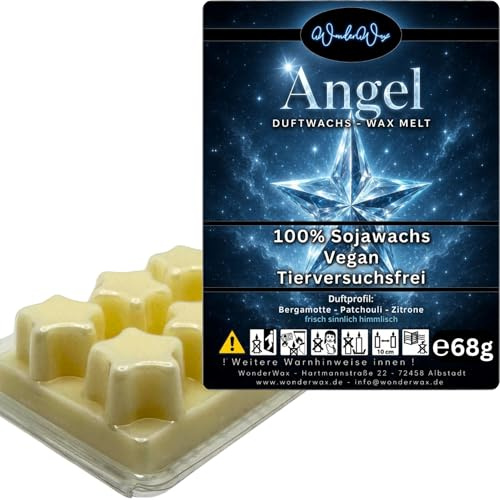 WonderWax® Duftriegel 6 x Duftwachs Sterne Weiß Angel | Farbe: Weiß | Raumduft für Duftlampen, Wax Melt, Sojawachs, Indoor Duftöl Wachs schmelzen für Aromalampe