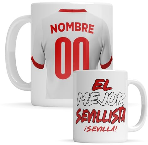 Taza personalizada Sevilla - Regalo Original para aficionados del Futol - Personaliza tu taza de desayuno - Taza de Desayuno café