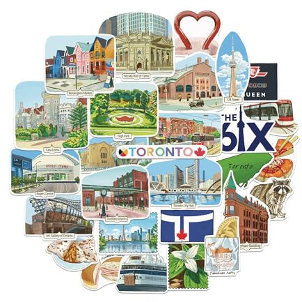 Navy Peony Trendige Toronto Reisesticker (28 Stück) – T-Dot, Queen City, Kanada-Städtereise-Themenaufkleber für Scrapbooking, Tagebücher, Koffer