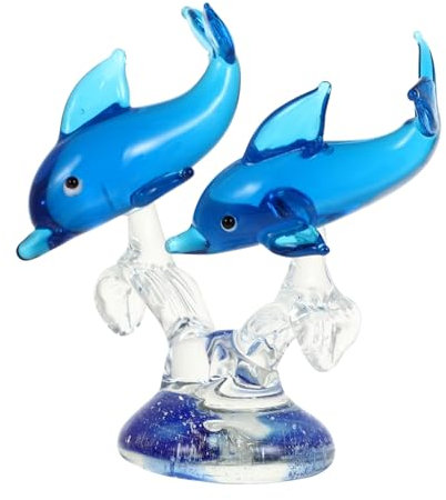 MAGICLULU Glas Delfin Figur Delfin Dekoration Aus Glas Ornament Glasfiguren Für Schreibtisch Oder Weinschrank