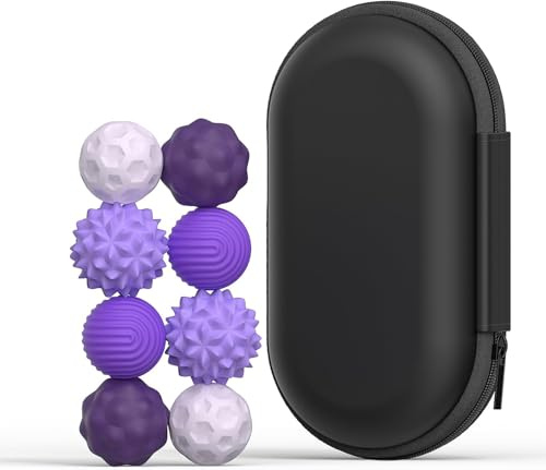 8PCS Balls Fidget Toys, Texture Tactile Sensory Balls | Balls with Silicone Shell, Stress Anxiety Relief Sensory Toys for Fingers Hands for Adults & Teens with Autism(Purple)
