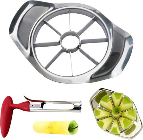 Affettatrice per Mele in Acciaio Inossidabile, 2 pezzi Affettatrice per Mele e Pere Affettatrice per Frutta Affettatrice, Facile da Pulire per Tagliare la Frutta in Modo Facile e Veloce