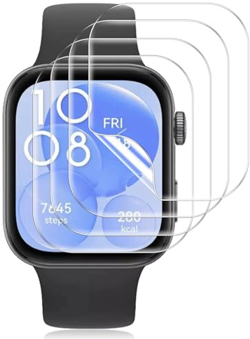 Pnakqil Protector Pantalla para Huawei Watch Fit 3, TPU Flexible | 4 Piezas Película HD Clara, [Anti-Arañazos, Impermeable, Sin Burbujas], Cobertura Completa para Huawei Watch Fit 3