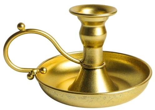 Vintage-Kerzenhalter, Kupfer-Kerzenständer mit Griff, 15, 2 x 10, 2 cm, goldene Heimdekoration, Kerzenständer für Tischdekoration, Hochzeit, Esszimmer, Schlafzimmer, Dekoration