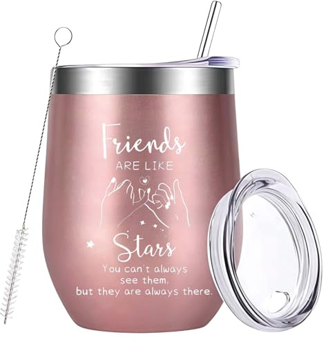 HgaftnK Presents for Best Friends, 12oz Friendship Tumbler, Best Friend Birthday Gifts with Touching Quote, Christmas Bestie Gifts for Women, Wine Coffee and Cocktail Drinks