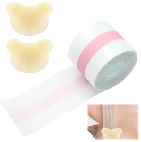 KEORHEZ Tape Seno Nastro Adesivo Seno con 2 Cuscinetti Invisibili in Silicone Riutilizzabili per Capezzoli Body per Matrimoni Feste E Abiti Senza Schienale