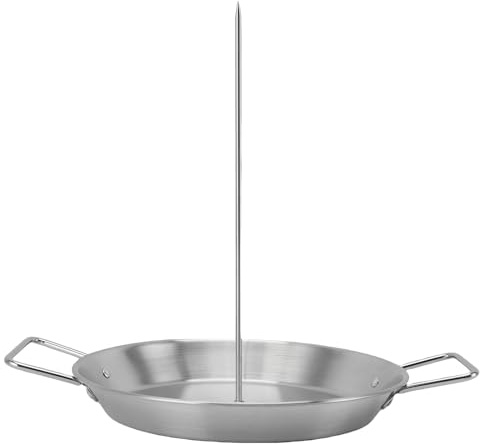 Chrees Spiedino Verticale, Supporto per Spiedo Multiuso in Acciaio Inossidabile con Manici Facili da Impugnare e Leccarda, per Grigliare Kebab e Carne nel Forno Affumicatore