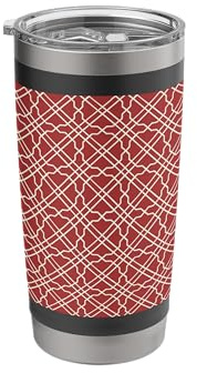 Maroon Red Trellis Preppy Chinoiserie Trellis Pattern Stainless Steel Insulated Tumbler