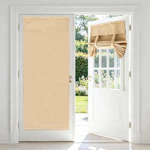 YYTECH Cortinas Opacas Puerta, 66 x 173 cm, para Puertas francesas, sin Necesidad de taladrar, Cortina de privacidad para Puerta, Ideal para Cocina, Sala de Estar y baño (Beige)