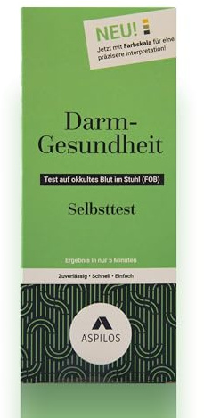 ASPILOS Darm-Gesundheit 2.0 (FOB) - Selbsttest - Stuhltest zur Darmvorsorge für zuhause - Qualitative Ergebnisse in nur 5 Minuten - Zuverlässig & Präzise - Tests mit Labor-Qualität