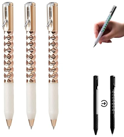 zoocco Geometric Decompression Pen, Shape Shifting Pen, Fidget Pens for Adults, Cool Office Gadgets Unique Fun Pens (3 PCS Gold)