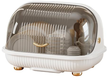 Genérico Escurridor de Platos | Tapa Transparente Antipolvo con Asa | Secadora de vajilla con Tapa Transparente - para Tazas, Biberones, Platos, Vasos, Apartamento Pequeño, Autocaravana, Despensa